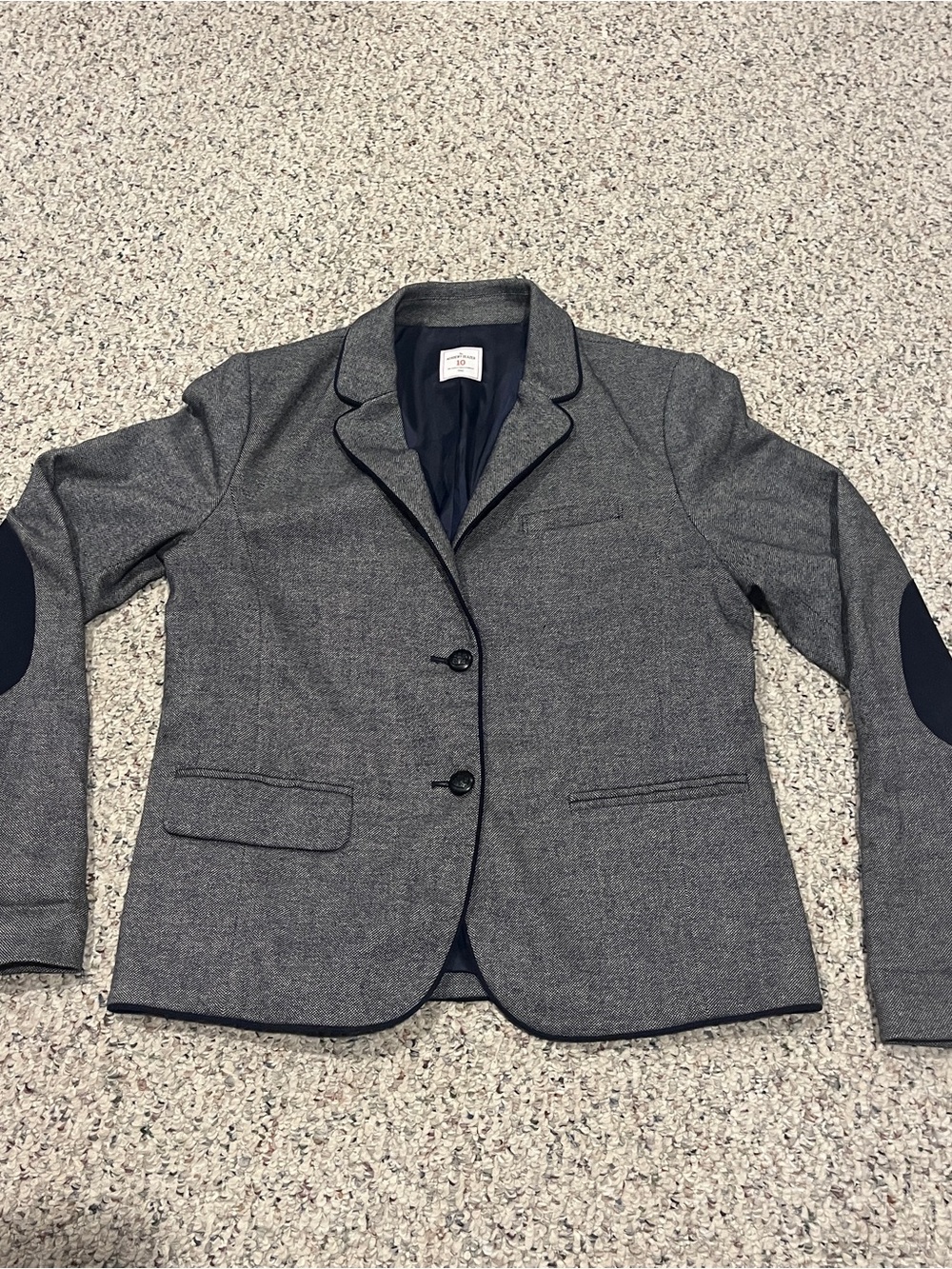 GAP Gray Tweed Blazer with Navy Elbow Patches